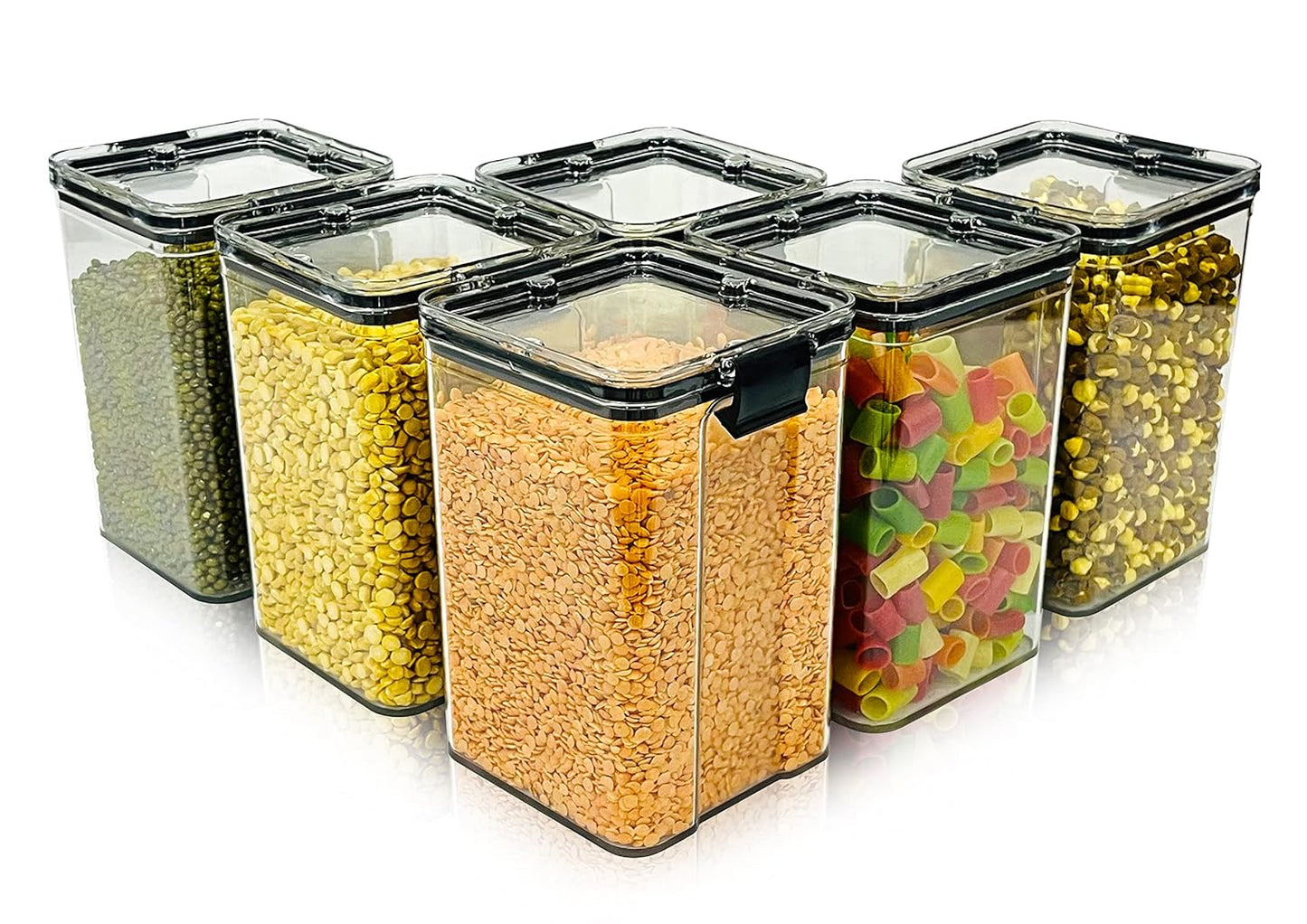 Lock & Lock Large Airtight Food Storage Container – 1700ml, BPA-Free, Transparent(Set of 6)