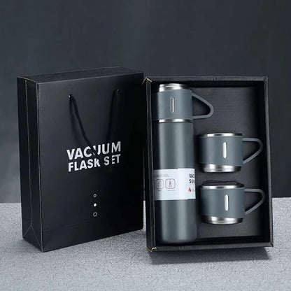 Vacuum Insulated Flask Set with 2 Cups – Ideal for Coffee, Tea, Milk, (Multicolour)