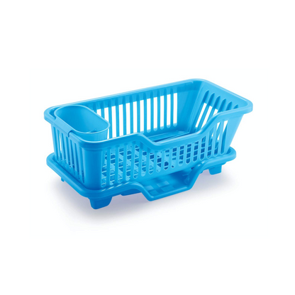 Multi-Purpose 3-in-1 Dish Drying Rack | Large Plastic Kitchen Sink Organizer with Tray & Utensil Holder