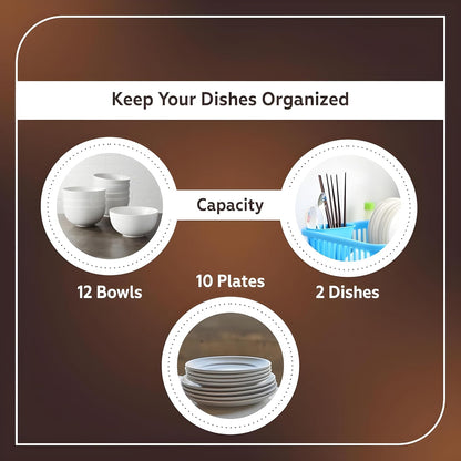 Multi-Purpose 3-in-1 Dish Drying Rack | Large Plastic Kitchen Sink Organizer with Tray & Utensil Holder