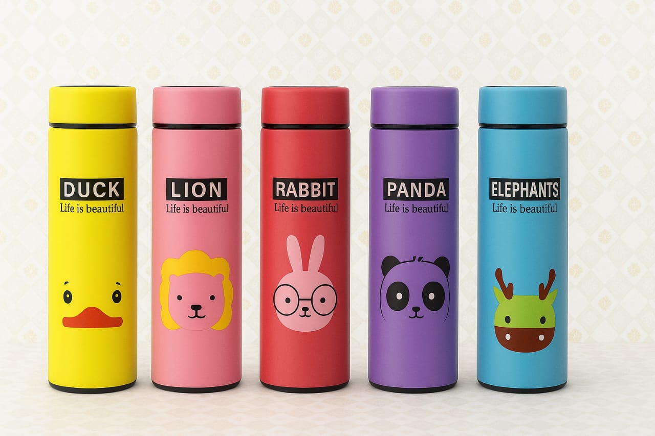 Glass Water bottle Covered with Stylish Cover Combo, 450 ML, Any Set of 2 (multicolours & desigs)