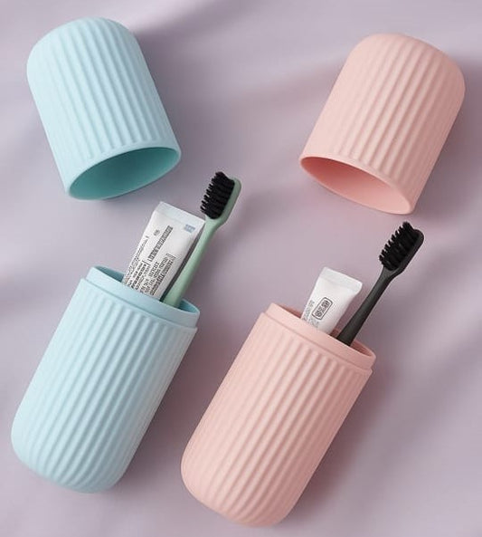 Extra-Long Capsule Toothbrush Travel Case – 21CM, Durable & Portable(Set of 2) Pink and Blue