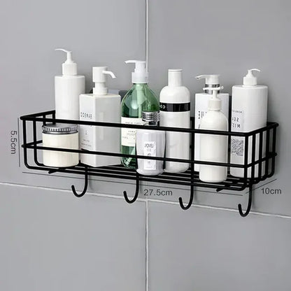 Stainless Steel Bathroom Storage Rack | Wall-Mounted Shower Organizer with No-Drill Installation
