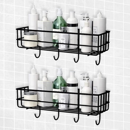 Stainless Steel Bathroom Storage Rack | Wall-Mounted Shower Organizer with No-Drill Installation
