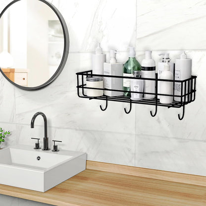 Stainless Steel Bathroom Storage Rack | Wall-Mounted Shower Organizer with No-Drill Installation