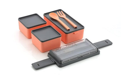 2-Layer 3-Compartment Lunch Box with Cutlery – Portable & BPA-Free