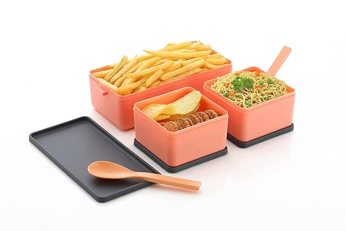 2-Layer 3-Compartment Lunch Box with Cutlery – Portable & BPA-Free