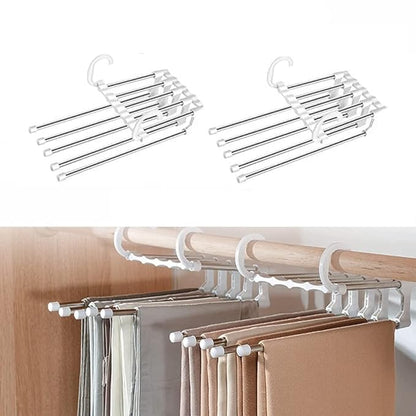 5 in 1 Stainless Steel Foldable Hangers for Clothes | Multi-Layer Multi-Purpose Hangers for Wardrobe