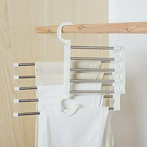 5 in 1 Stainless Steel Foldable Hangers for Clothes | Multi-Layer Multi-Purpose Hangers for Wardrobe