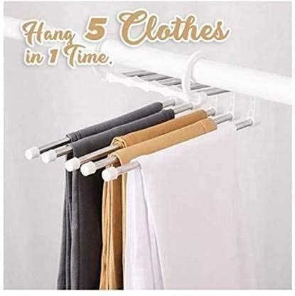 5 in 1 Stainless Steel Foldable Hangers for Clothes | Multi-Layer Multi-Purpose Hangers for Wardrobe