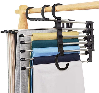 5 in 1 Stainless Steel Foldable Hangers for Clothes | Multi-Layer Multi-Purpose Hangers for Wardrobe