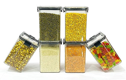 Lock & Lock Large Airtight Food Storage Container – 1700ml, BPA-Free, Transparent(Set of 6)