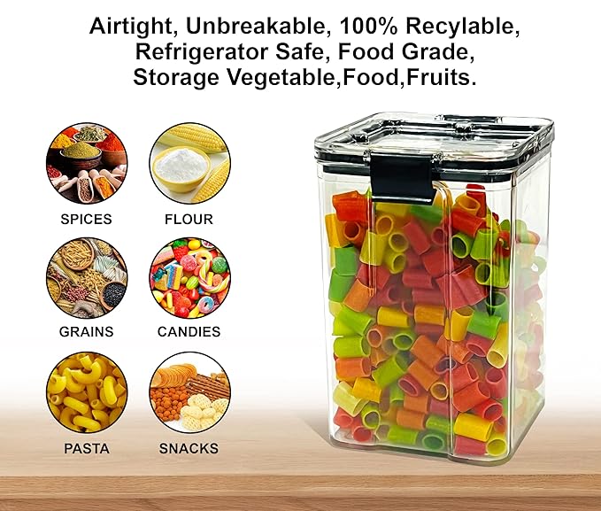 Lock & Lock Large Airtight Food Storage Container – 1700ml, BPA-Free, Transparent(Set of 6)