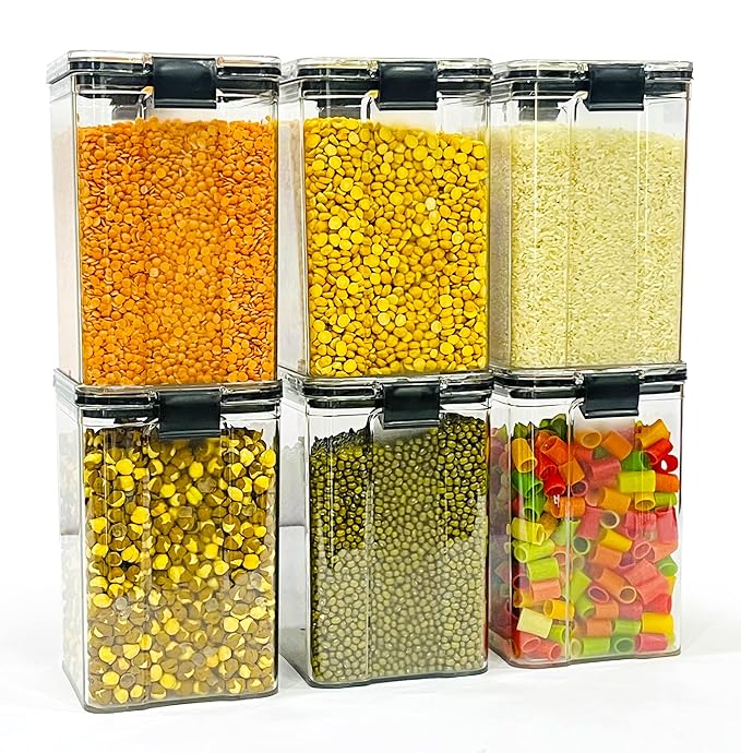 Lock & Lock Large Airtight Food Storage Container – 1700ml, BPA-Free, Transparent(Set of 6)