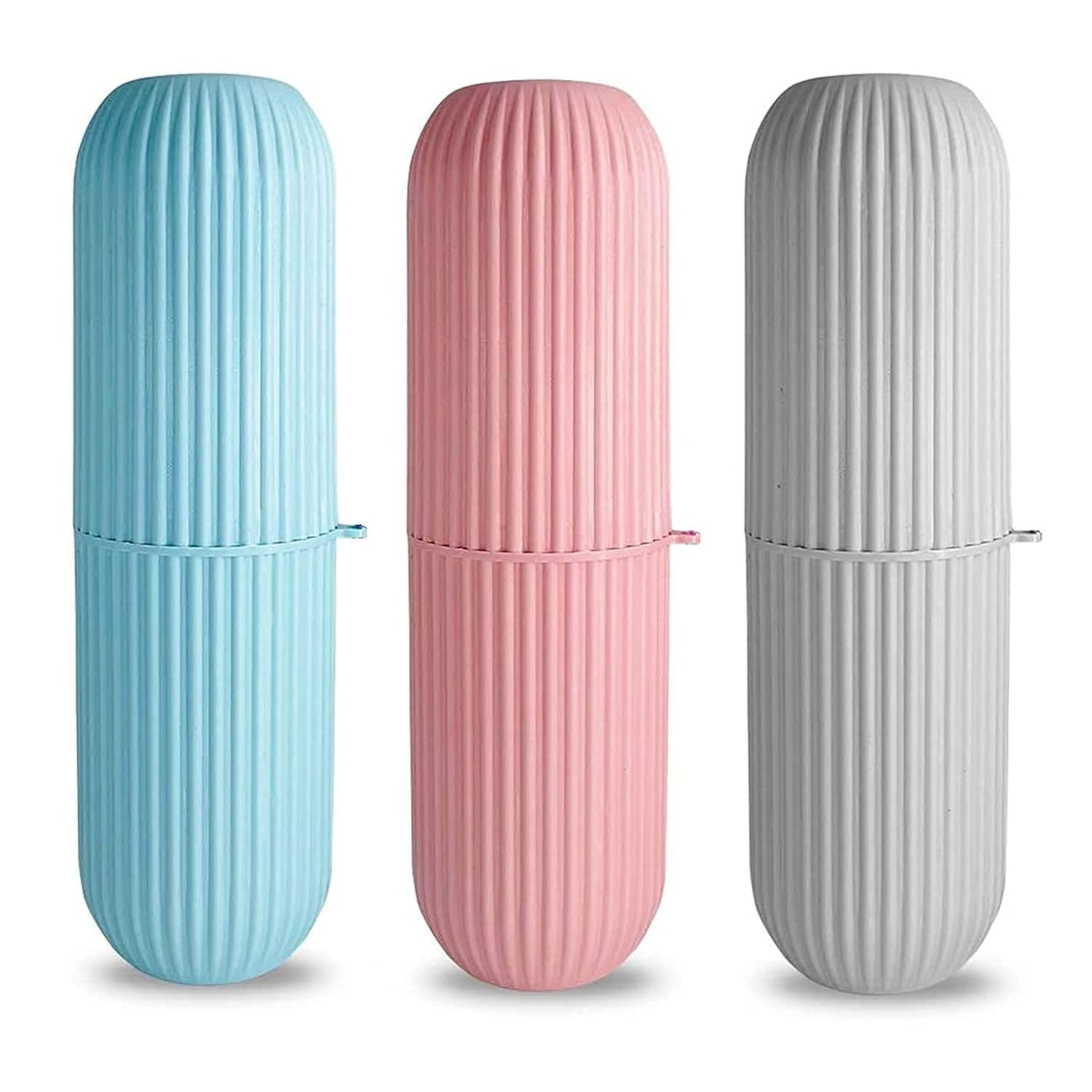 Extra-Long Capsule Toothbrush Travel Case – 21CM, Durable & Portable(Set of 2) Pink and Blue