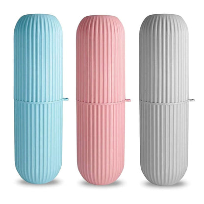 Extra-Long Capsule Toothbrush Travel Case – 21CM, Durable & Portable(Set of 2) Pink and Blue